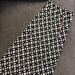 Le‎ Lis Collection Black & White Jacquard Pencil Skirt XL Red Zip Pockets